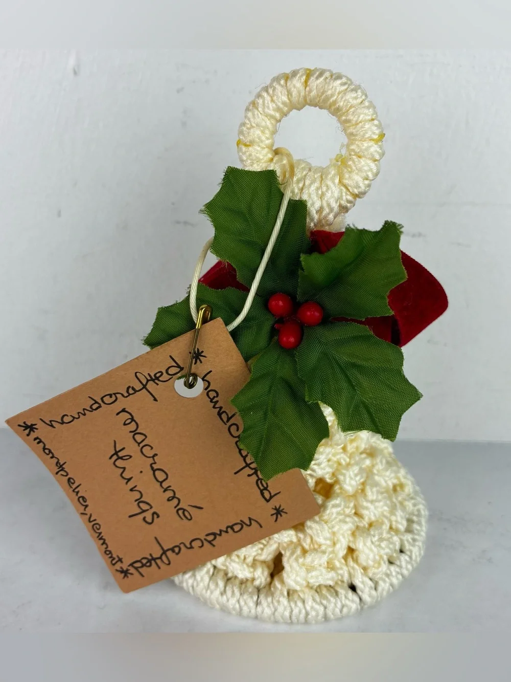 Macramé Things NWT Vintage 1970’s Christmas Bell Ornament